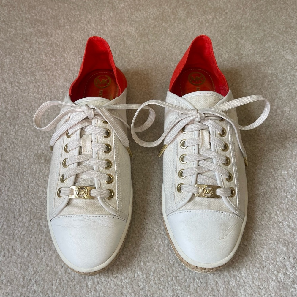 Michael Kors 8.5M Kristy Espadrille Sneakers Flats Red White